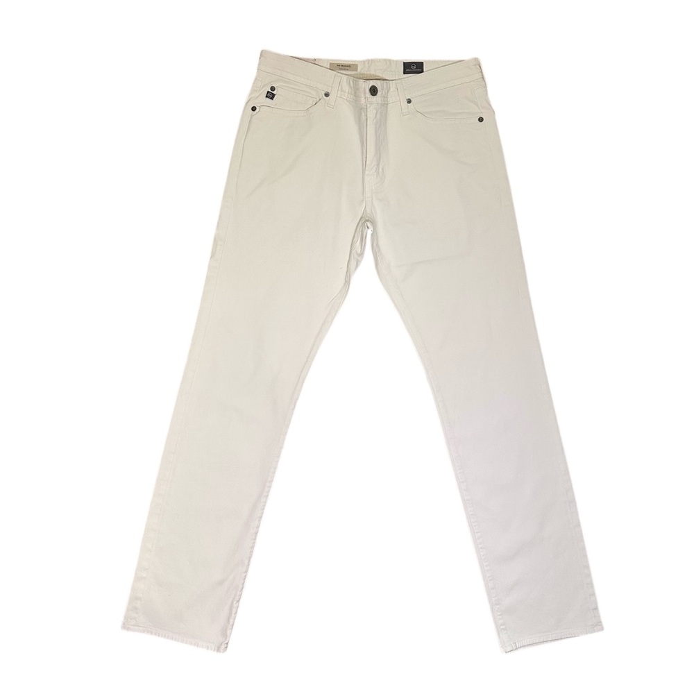 Ag Adriano Goldschmied The Graduate Slim Straight Jeans in Off White